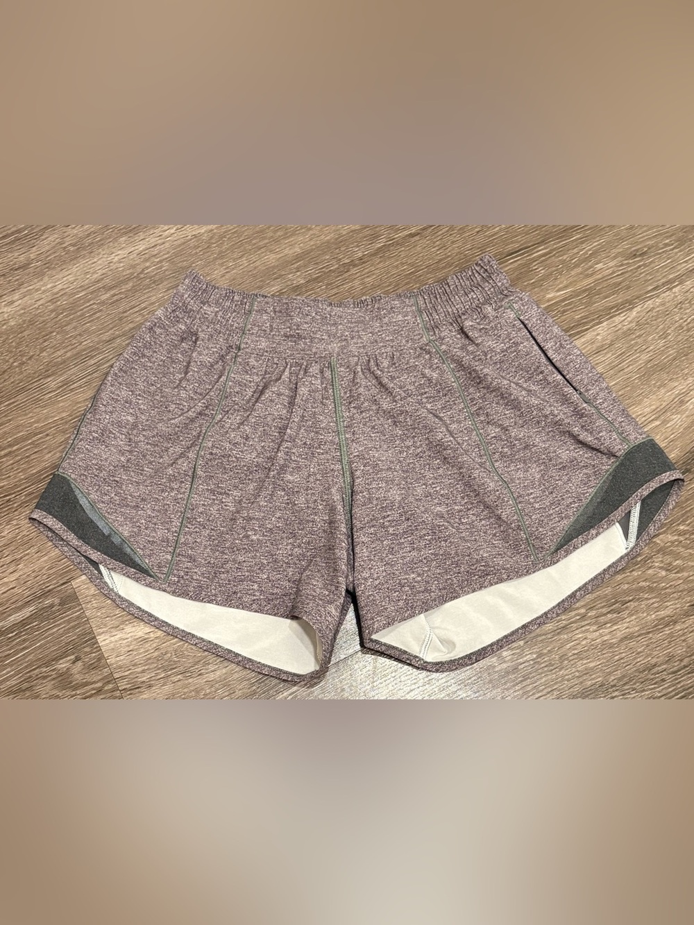 Lululemon Women's Gray and Black Hotty Hot Shorts with Drawstring Size 4 Tall